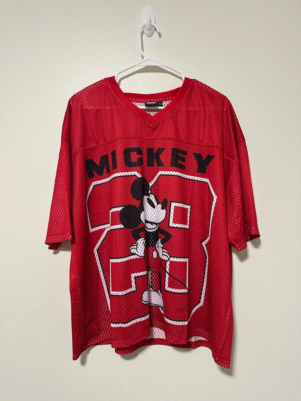 Disney Mickey Mouse Red Mesh Jersey Tee